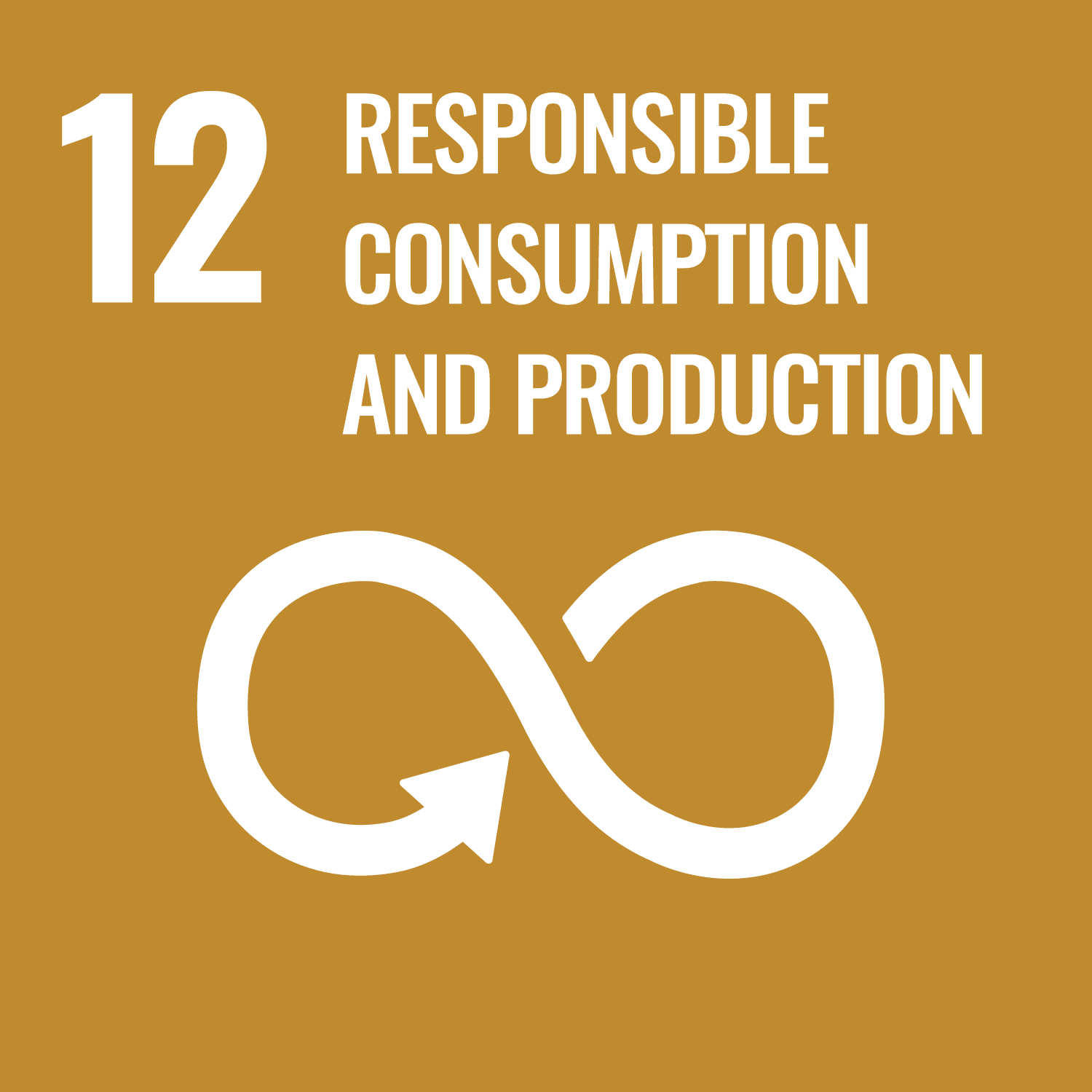 Graphic image of an infinity loop with text saying '12 responsible production and consumption' reflecting Sustainable Development Goal (SDG) or Global Goal 12