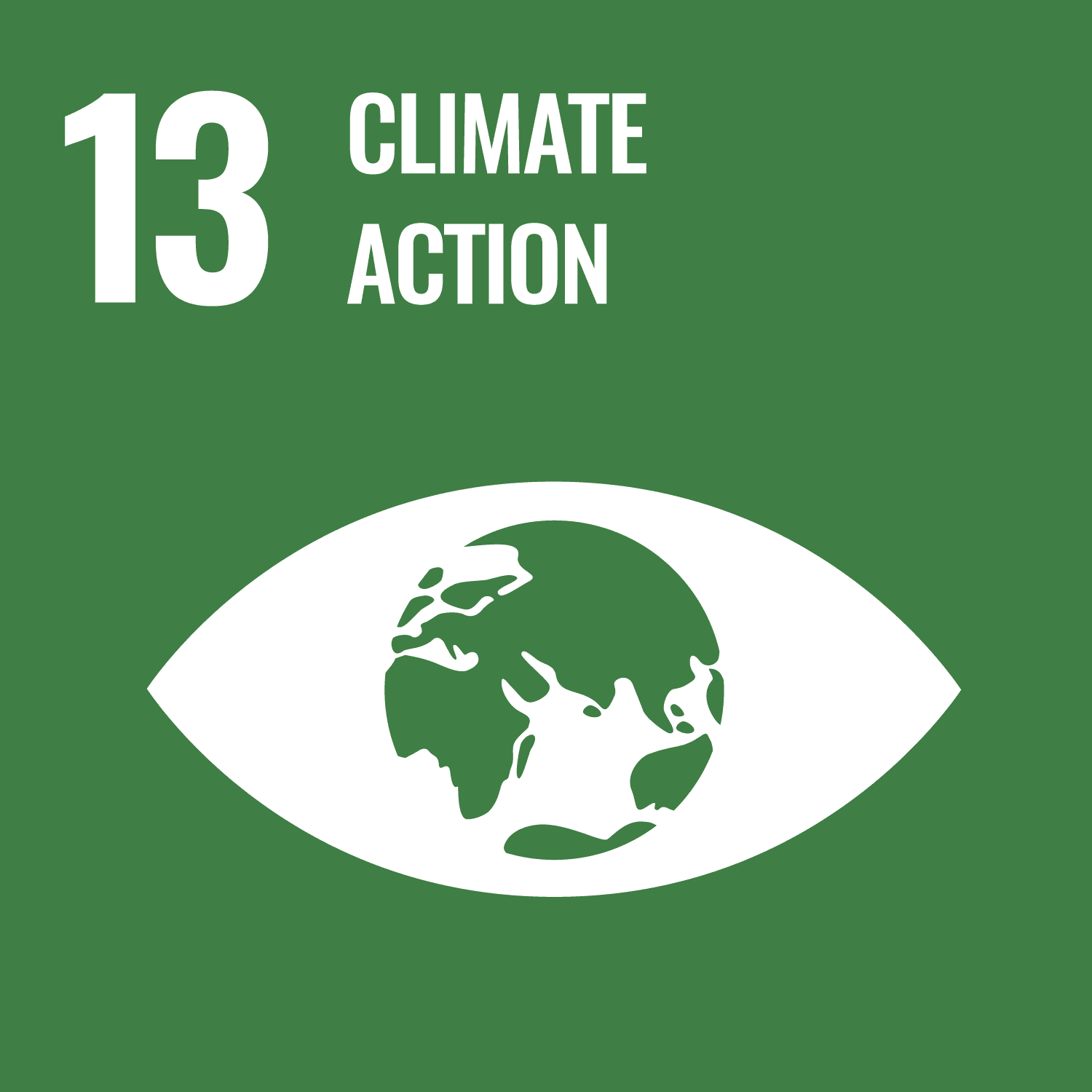 Graphic image of a planet Earth with text saying '13 Climate Action' reflecting Sustainable Development Goal (SDG) or Global Goal 13