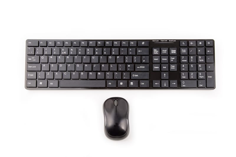 A wireless computer keyboard and mouse