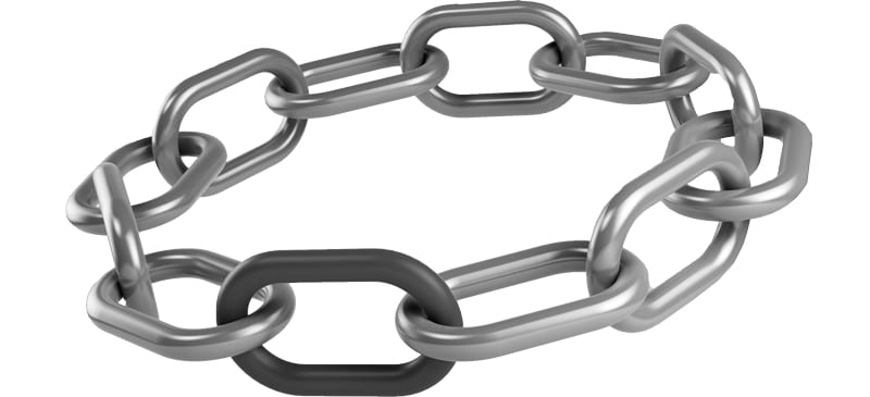 A loop of chunky metal chain