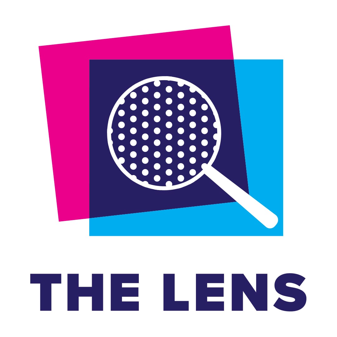 A Business in the Community logo overlaid with a graphic image of a magnifying glass with text saying The Lens