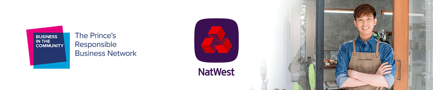 Business in the Community  and the Natwest logo representing a "thank you" for Natwest's support for businesses Bradford Coventry