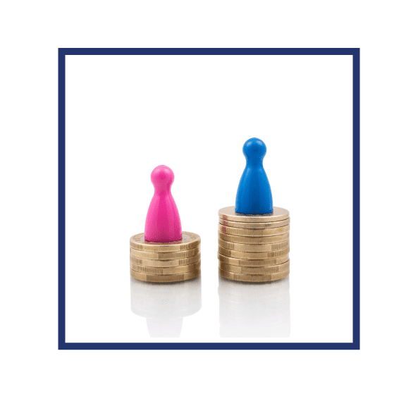 Two piles of pound coins depicting the difference in pay between men and women.  As a call to action to a more gender balanced workforce