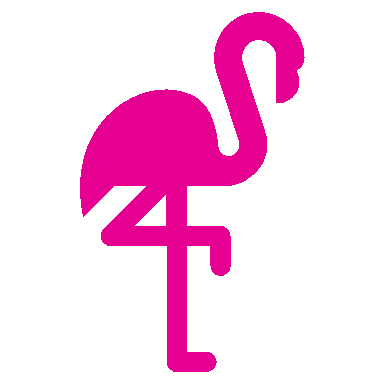 Bright magenta pink flamingo standing on one leg facing to the right