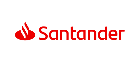 The word Santander in red text on a white background