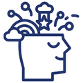 Inspire, head full of ideas depicting the start of the journey to meaningful employment