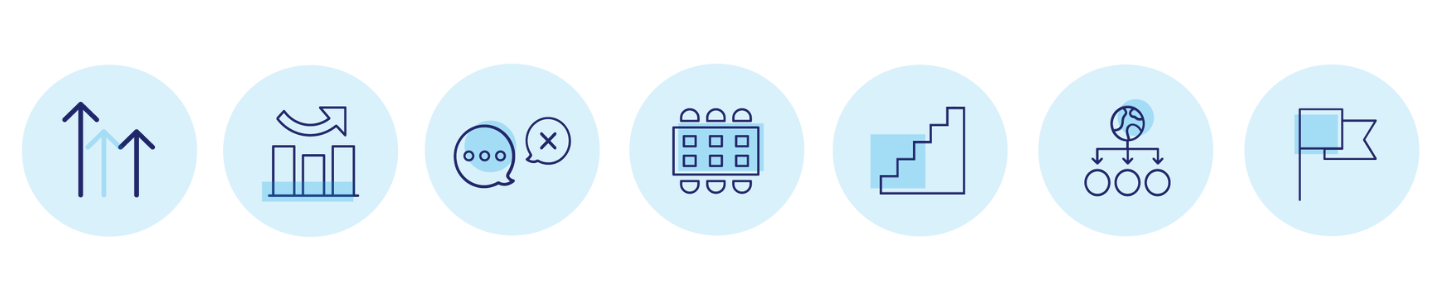 A series of icons depicting the seven Race at Work Charter commitments. 